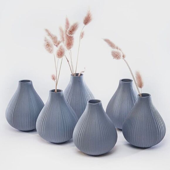 Bed Bath & Beyond | 4 Set “Frost” Chive Small Ceramic Vase - Picture 6 of 7